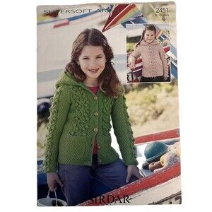 Sirdar Knitting PATTERN Cable Knit Pullover Sweater Cardigans Boy Girl 2-13 Year